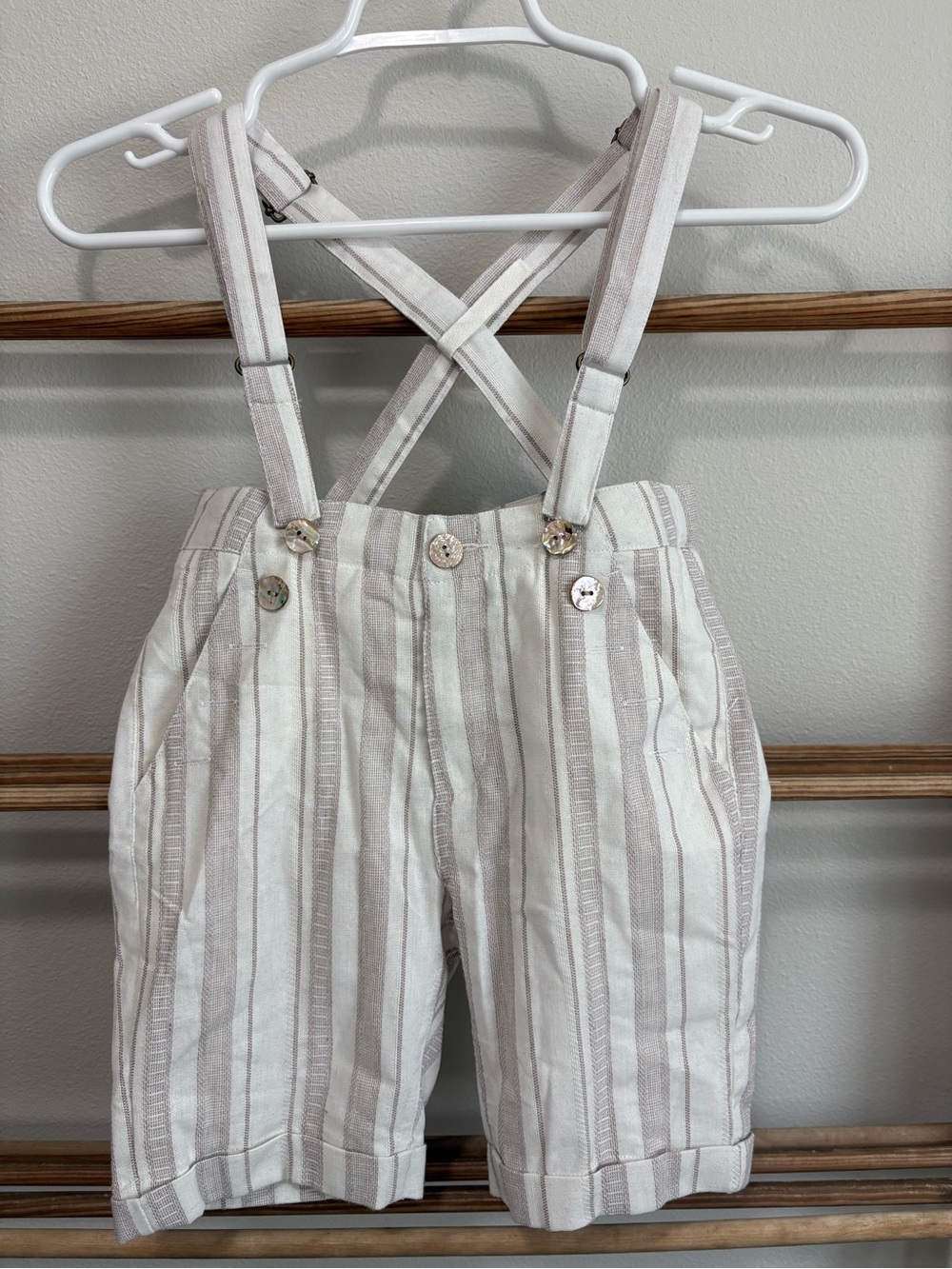 Mauve sailor short pants with suspenders | summer bisque | 8 Yr | NWT